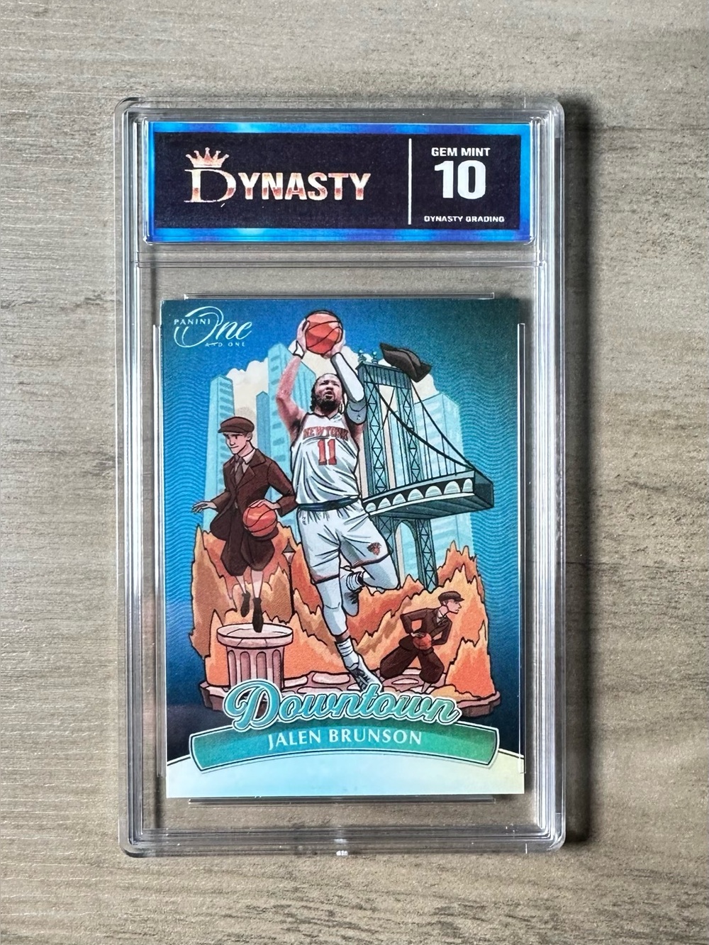 Jalen Brunson Gem Mint 10 2023 Panini Downtown #23 Novelty Card. New York Knicks
